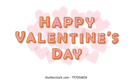 Happy Valentines day sweet cartoon letters. Vector