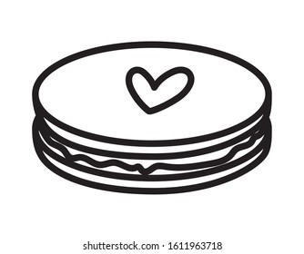 happy valentines day sweet chocolate cookie love heart vector illustration thick line