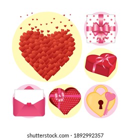 Happy valentines day symbol collection of love passion and romantic theme Vector illustration