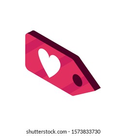 happy valentines day tag love heart romantic isometric icon vector illustration