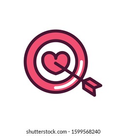 happy valentines day target heart arrow love romantic feeling icon vector illustration