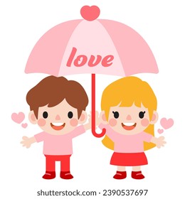 happy valentines day teen couple clipart. Romantic girl and boy giving heart gift
