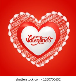 Happy valentine's day template or greeting card design with illustration of creative heart shape on red background.