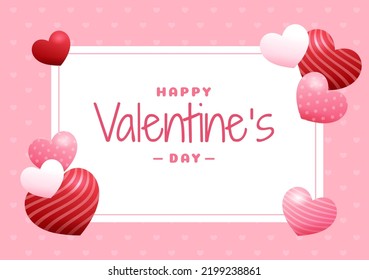 Happy Valentins Day Template handgezeichnet Cartoon Flat Illustration, die am 17. Februar für Love Gruß Card oder Poster Design geehrt wird