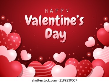 Happy Valentines Day Template Hand Drawn Cartoon Flat Illustration Which is Commemorated on February 17 for Love Greeting Card or Poster Design