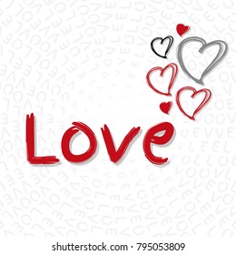 Happy Valentine's Day template. Hand drawn romantic hearts. IVector illustration for love concept valentine or wedding.