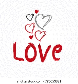 Happy Valentine's Day template. Hand drawn romantic hearts. IVector illustration for love concept valentine or wedding.