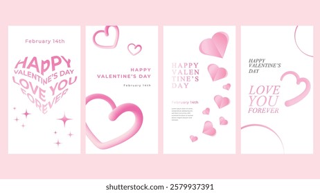 Happy Valentine's Day templates for social media posts, cover, poster, banners, marketing, sales promotion. Vector illustration.
