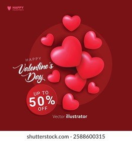 Happy valentines day templates for social media posts. Templates for social media posts backgrounds, cover, poster, banners, marketing, sales promotion copy space vector illustration background