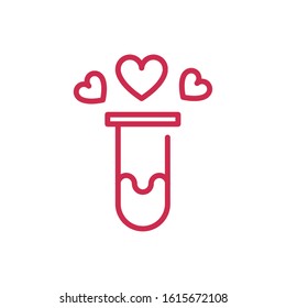 happy valentines day test tube potion heart vector illustration red line design