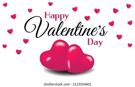 Happy Valentine's Day text with 3d heart icon