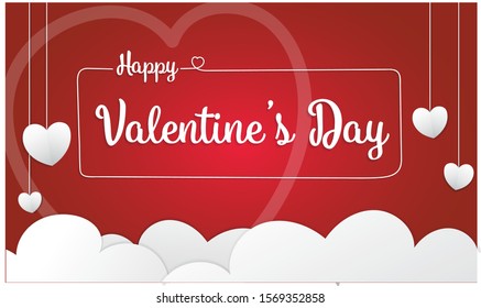 happy valentines day text background hearts and clouds concept design vector