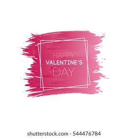 Happy Valentine's Day text with a background brush watercolor and square frame