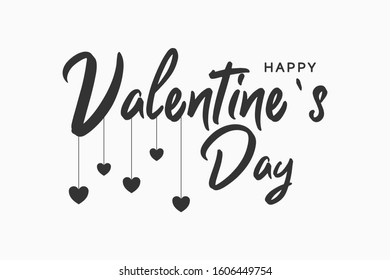 Happy Valentines Day text banner with hearts. Vector illustration.