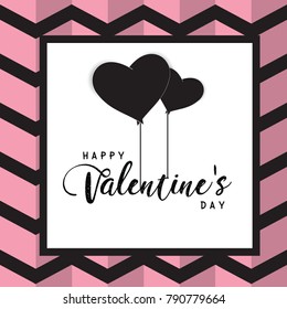 Happy valentines day text box and weeding design elements. Vector illustration pink and black Background , with Hearts