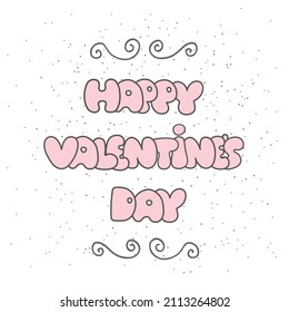 Feliz texto de San Valentín. Elementos decorativos, papel para tarjeta, afiche, camiseta, otras prendas y más.