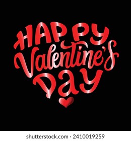 Happy valentines day text decorative lettering background with heart pattern and typography. Vector illustration. Wallpaper, flyers, invitation, posters, brochure, banners. Wavy hand lettering. 

