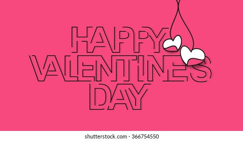 Happy Valentines day Text Design,  Vector illustration.
