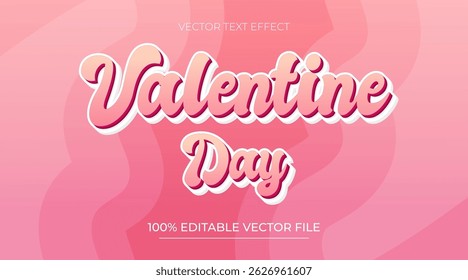 Happy Valentines day text effect, Editable three dimension text style