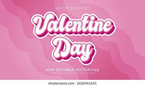 Happy Valentines day text effect Editable three dimension text style pink color
