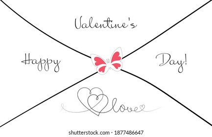 Happy Valentine's Day text with envelope, greeting design.