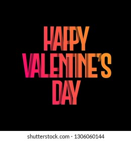 Happy Valentine's day text, hand lettering typography poster on red gradient background. Vector illustration. Romantic greeting card, invitation, banner template. - Vector