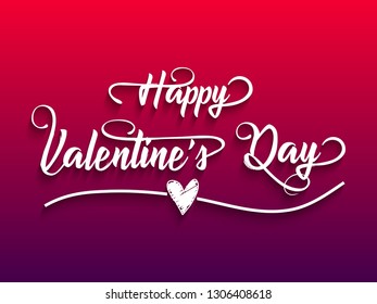 Happy Valentine's day text, hand lettering typography poster on gradient background. Vector illustration. Invitation, banner template Party Flyer. Vector illustration EPS10 - Vector