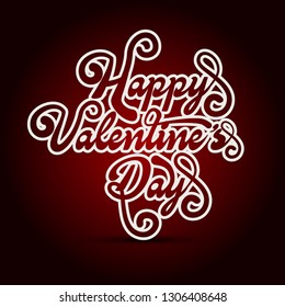 Happy Valentine's day text, hand lettering typography poster on gradient background. Vector illustration. Invitation, banner template Party Flyer. Vector illustration EPS10 - Vector