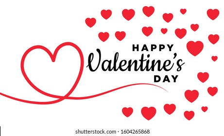 Happy Valentine's day text, hand lettering typography poster on white background. Vector illustration. Romantic quote postcard, card, invitation, banner template.