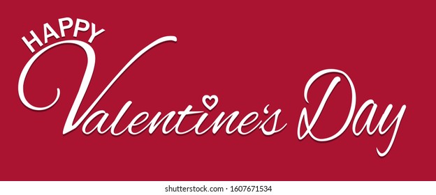 Happy Valentine's day text, hand lettering typography poster on red background, Vector illustration for lovely concept collection