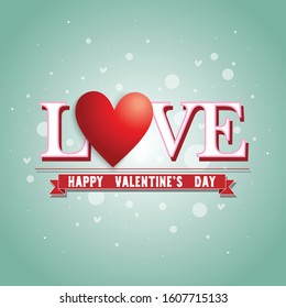 Happy Valentine's day text, hand lettering typography poster background