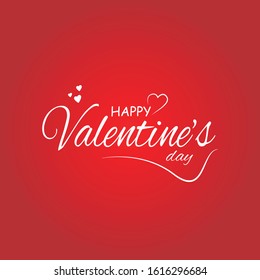 Happy Valentine's day text, hand lettering typography poster on red gradient background. Vector illustration. Romantic quote postcard, card, invitation, banner template, abstract