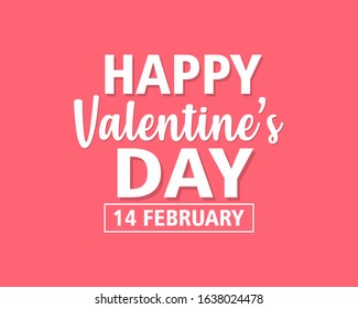 Happy Valentine's day text, hand lettering typography poster on red gradient background. Vector illustration. Romantic quote postcard, card, invitation, banner template.
