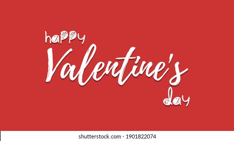 Happy Valentine's day text, hand lettering typography poster on red gradient background. Vector illustration. Romantic quote postcard, card, invitation, banner template.