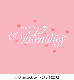 Happy Valentine's day text, hand lettering typography. Vector illustration. Romantic quote postcard, card, invitation, banner template.