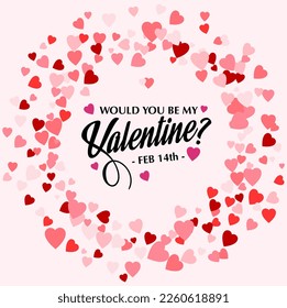 Happy Valentine's day text, hand lettering typography poster on red , pink background. Vector illustration. Romantic quote postcard, card, invitation, banner, logo, sales, promo. Day of love and heart