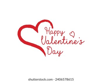 Happy Valentine's day text, hand lettering. Valentine's Day greeting card template. Happy valentine's day and heart symbols on white background.