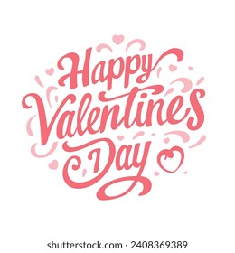 Happy Valentine's day text, hand lettering. Vector illustration