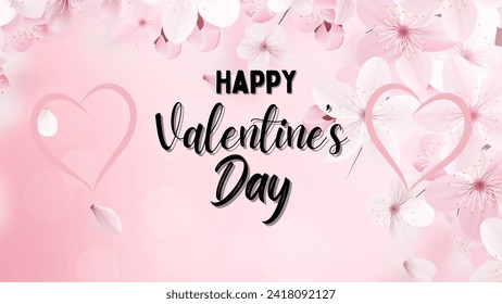 Happy Valentine's day text, hand lettering typography poster Vector illustration. Romantic quote postcard, card, invitation, banner template.