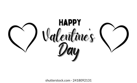 Happy Valentine's day text, hand lettering typography poster Vector illustration. Romantic quote postcard, card, invitation, banner template.