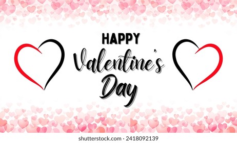 Happy Valentine's day text, hand lettering typography poster Vector illustration. Romantic quote postcard, card, invitation, banner template.