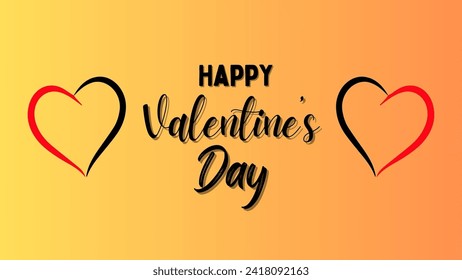 Happy Valentine's day text, hand lettering typography poster Vector illustration. Romantic quote postcard, card, invitation, banner template.