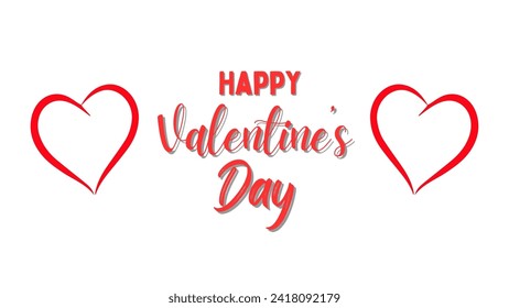 Happy Valentine's day text, hand lettering typography poster Vector illustration. Romantic quote postcard, card, invitation, banner template.