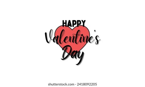 Happy Valentine's day text, hand lettering typography poster Vector illustration. Romantic quote postcard, card, invitation, banner template.