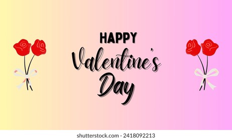 Happy Valentine's day text, hand lettering typography poster Vector illustration. Romantic quote postcard, card, invitation, banner template.