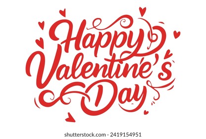 Happy Valentine's day text, hand lettering. Vector illustration