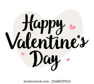 Happy Valentine's day text, hand lettering. Romantic Template design for celebrating valentine's Day on 14 February. Wallpaper, flyer, poster, sticker, banner, card.
