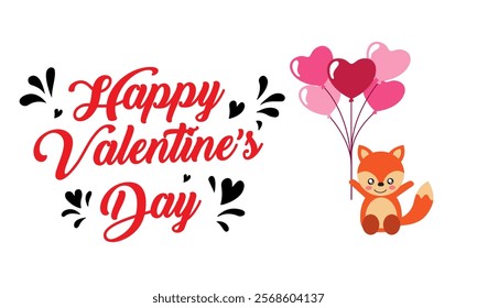 Happy Valentine's day text, hand lettering. Vector illustration