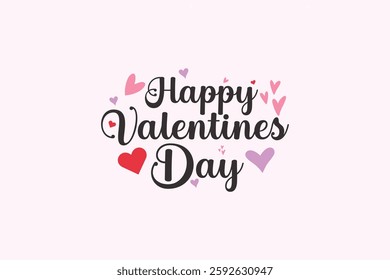 Happy Valentine's day text, hand lettering. Vector illustration
