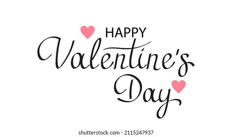 Happy Valentine's Day text, handwritten typographic poster on white background. greeting card happy valentine's day. vector illustration